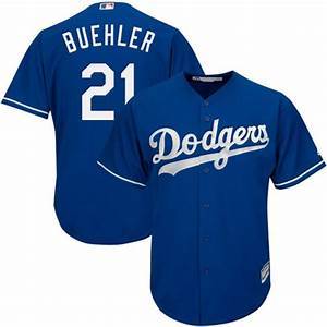Mens Los Angeles Dodgers Walker Buehler Cool Base Replica Jersey Royal Blue