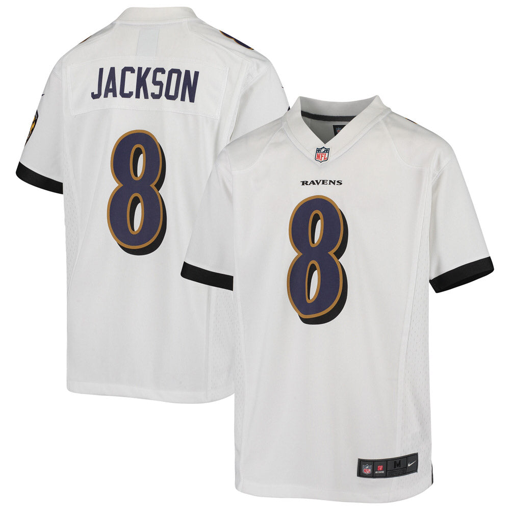 Youth Baltimore Ravens Lamar Jackson Game Jersey- White
